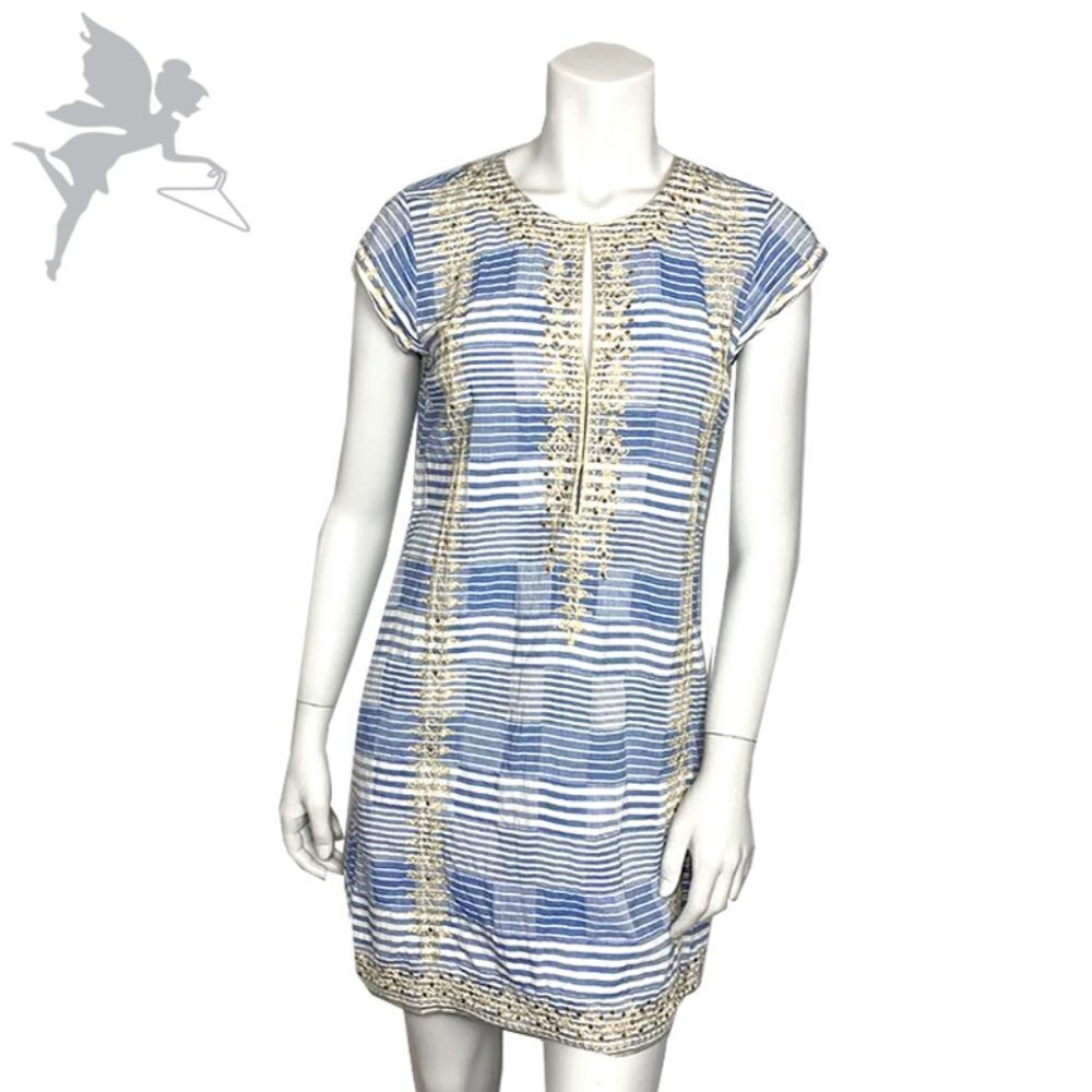 CALYPSO ST. BARTH Civet Up striped cotton tunic with metallic trim